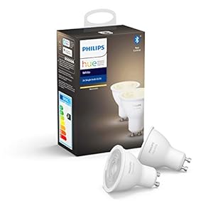 Philips Hue Witte LED slimme gloeilamp 2-pack [GU10 Spot], warm wit licht, werkt met Alexa, Google Assistant en Apple…