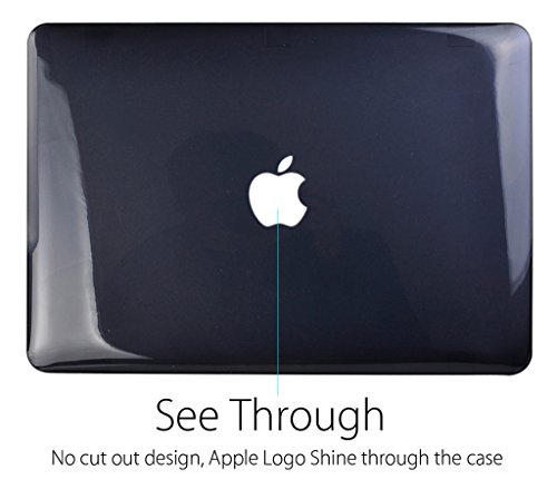 UESWILL 3in1 Glossy Crystal Clear See Through Hard Shell Case Cover for MacBook Pro 13" with CD-ROM (Non-Retina)(Model:A1278) + Keyboard Cover and Screen Protector + Microfibre Cleaning Cloth, Black - Thumbnail 2