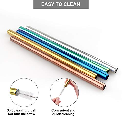 Elezenioc 7 pcs Strohhalm Edelstahl,12mm Strohhalm Wiederverwendbar für Bubble Tea,Metallstrohalme mit 2 Bürstens… – Bild 4