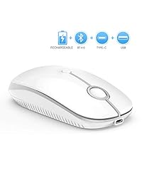Vive Comb - Ratón inalámbrico Bluetooth recargable compatible con MacBook, portátil, Windows Android, Mac OS, ratón con Bluetooth, tipo C y receptor nano USB, color negro y dorado