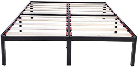 Eagole 14" Tall Sturdy Wooden Slat 3S Bed Frame , No Box Spring  Needed , Queen
