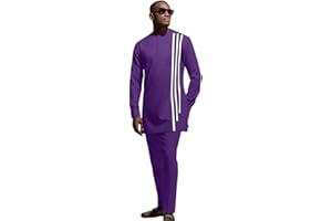SEA&ALP African Men‘s Party Suit Two Pieces Set Dashiki Shirt Pant Tracksuit Long Sleeve Outfit