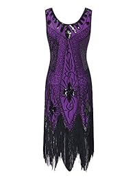 Vestido de fiesta Gatsby de estilo vintage de los años 20, con lentejuelas y flecos.