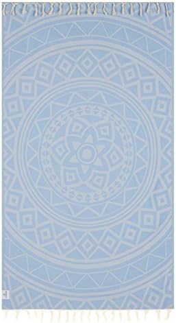 Lushrobe Peshtemal Beach Towel Lightweight 100% Cotton Fouta Pool Bath Gym Blanket - 72" L x 40" W - La Noche (Sky Blue)