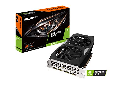 GIGABYTE GeForce GTX 1660 Ti OC 6G 192-bit GDDR6 DisplayPort 1.4 HDMI 2.0B with Windforce 2X Cooling System Graphic Cards- Gv-N166TOC-6GD