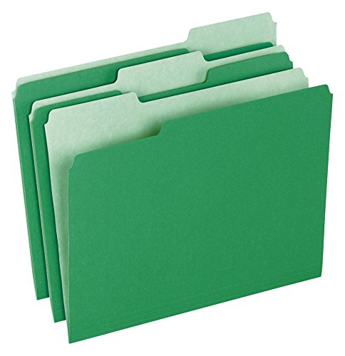 Pendaflex Two-Tone Color File Folders, Letter Size, 1/3 Cut, Bright Green, 100 Per box (152 1/3 BGR)