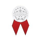 Award Stickers - 48 Silver Certificate Seals with 48 Red Ribbon Shaped Stickers, Excellence Star Stickers for Certificates