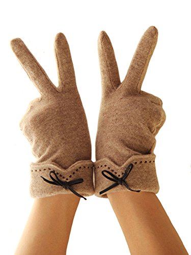 MolVee Women's Winter Cashmere Wool Warm Touch Screen Gloves (1#-Rice coffee) MolVee Women's Winter Cashmere Wool Warm Touch Screen Gloves (1#-Rice coffee)