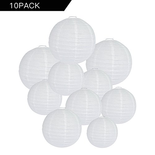 Novelty Place 8 inch White Paper Lanterns (Pack of 10) - Great Chinese/Japanese Home, Party & Wedding Decorations