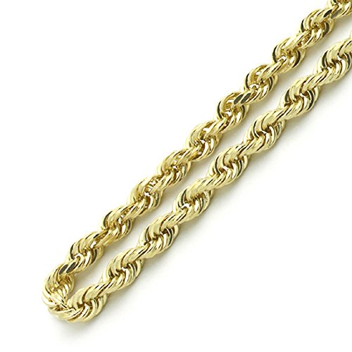 18k gold 4mm thick diamond cut rope chain necklace unis…