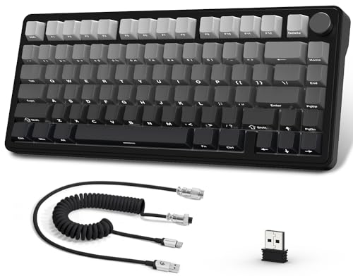 AJAZZ x ATTACK SHARK X85 Mechanical Keyboard, 75% Wireless Gaming Keyboard with Button, 5-Layer Padding, Side Printed PBT Keycap, BT5.1/2.4GHz/USB-C, Hot-Swap Linear Switch, RGB, for PC, Mac