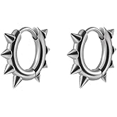 Niaspi Spike Huggie Hoop Earrings for Women Men 8mm Minimalist Stainless Steel Small Hoops Cartilage Earrings Fashion Piercing Ear Jewelry