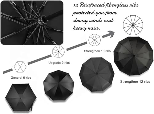 Travel Compact Umbrella, Folding Travel Umbrella for Rain and Shine Small, Windproof Automatic Open/Close, Portable Umbrellas