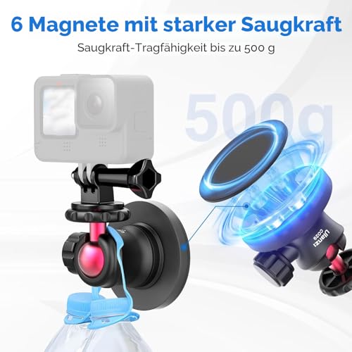 ULANZI Magnetic Camera Mount for GoPro, Strong Magnetic Holder with 360° Rotating Ball Head and Built-in 6 Magnets, Compatible with GoPro Hero 11/10/9/8/7/6, DJI OSMO Action, Insta360