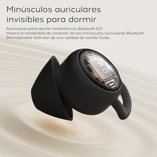 sunvito Sleep Headphones, Mini Headphones for Sleeping, Wireless Bluetooth 6.0, Liquid Silicone, Side Sleeper, Power Indicator for Workout, Work, Travel