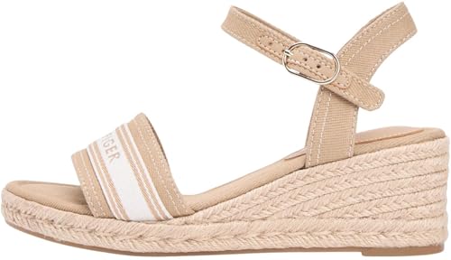 Damen Wedge Sandalen Webbing aus Canvas, Beige (Safari Canvas), 36