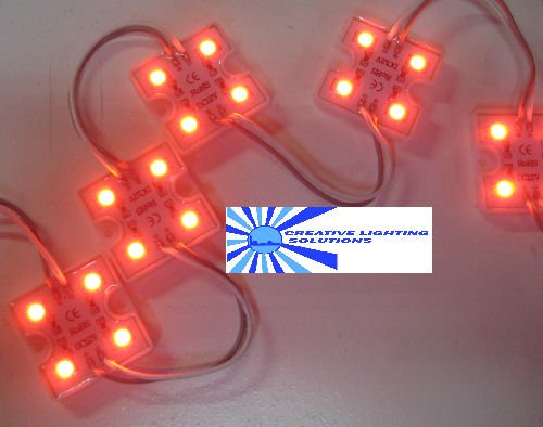 Red Waterproof LED Module - 12vDC 6 Piranha LEDs, White Case