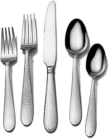 Ellyson 65-Piece Flatware Set - Hammered pattern on each handle brings an elegant feel to the table