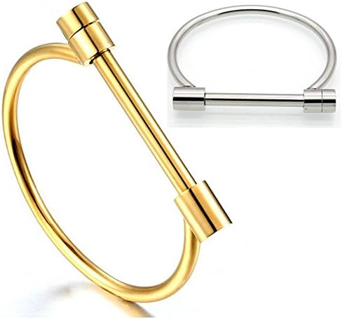 Classic D Shape Screw Shackle Stainless Steel Bracelets &amp; Bangles (Gold)