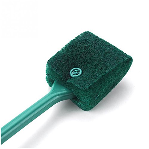 Petacc Double-sided Fish Tank Cleaner Sponge Cleaning Brush Portable Scraper Practical Scrubber with Non-slip Handle, Suitable for Cleaning Fish Tank (Blue)