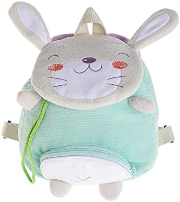 Hessie Little Girls Boys Harness Backpack, Canvas Travel/School/Preschool Mini Bag, Kids Animal Rucksack - Light Green Bunny Backpack