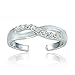 Hoops & Loops Sterling Silver Cubic Zirconia Infinity Toe Ring