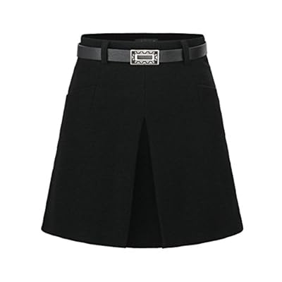 Wincolor Women's Wool A-line High Waist Split Short Mini Skirt with Waistband