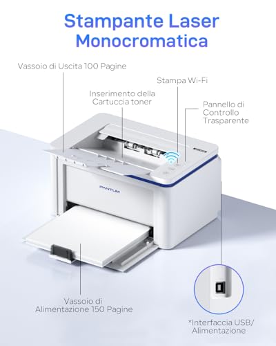 PANTUM BP2309W WiFi Laser Printer Black and White 20 ppm Bluetooth USB Compact Mini Single Function Portable Printer for Home Small Office