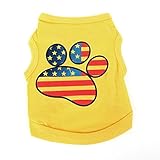 PanDaDa Pet Small Dog Footprint Pattern Vest Tops T-Shirt Yellow XX-Small