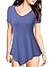 TWINTH Basic Tunic Top Plus Size Short Sleeve V-Neck Violet XL