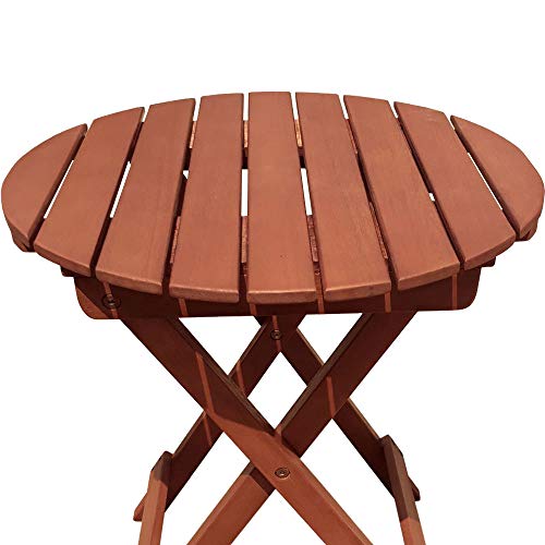 Garden Pleasure Gartentisch Hanford Ø45xH50 cm Balkon Klapptisch Holztisch Eukalyptus rund – Bild 3