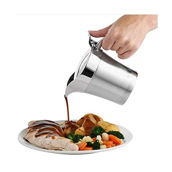 ZYLBDNB Zuckerdose milchkännchen Set Saucenbehälter aus Edelstahl for Saucenboote, 450 ml, mit doppelwandiger… – Bild 6