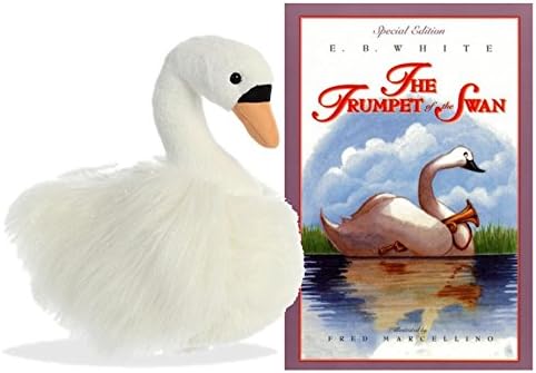 Easter Basket Stuffers Aurora World Swan 12" Plush and The Trumpet of the Swan Special Edition Book Bundle - Gift Set for Children