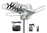 Tree New Bee Amplified HD Digital Outdoor HDTV Antenna 150 Miles Long Range with Motorized 360 Degree Rotation, UHF/VHF/FM Radio with Infrared Remote Control