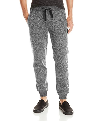 Southpole Men's Jogger Pants Basic Fleece Solid Clean in Marled Colors, Marled Grey (New), Large