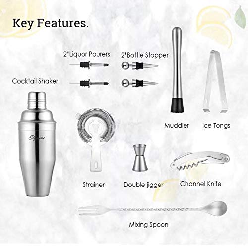 Cocktail Shaker Set Cocktail Shaker - 14 Pcs Cocktail Making Set Professional Cocktail Shakers, Cocktail Shaker Stainless Steel Cocktail Making Kit, Home Cocktail Bar Set Cocktail Shaker Bar Set.