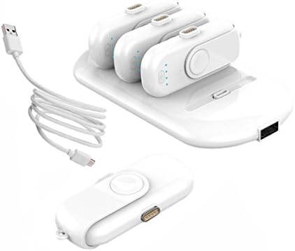 SUKEQ Fingerpow Portable Power Bank, Newest Battery Charger Pack with Lightning Cable for iPhone 8/8plus, iPhone 7/7 Plus, Samsung, and More, Includes 5000mAh Charging Station and 600mAh Char (White)