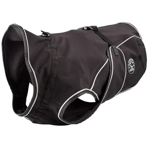 HUNTER Hundemantel UPPSALA SOFTSHELL, Farbe: schwarz, sportliches Design, wasser- und winddicht, mit weichem Fleece-Innenfutter, individuell einstellbar, reflektierend, waschbar, Größe: 50