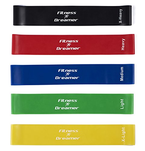 Fitness Dreamer Resistance Bands, Exercise Loop bands and Workout Bands by Set of 5, 12-inch Fitness Bands for Training or Physical Therapy-Improve Mobility and Strength, Life Time Warranty - Thumbnail 2