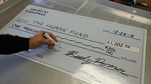 Large Dry Erase Blank Presentation Check, Reusable Big Checks 18" x 36"
