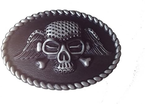 Biker Skull Mens Belt Buckle Skeleton Heavy Metal Punk Rock Western Cowboy Bolo Tie