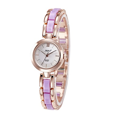 Quartz Rose Gold Stainless Steel Women's Watch (Violet)
