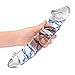 Epichao Blue Swirl Rock Hard Large Double-Ended Glass Dildo Huge Double Head Dildo Crystal Female Masturbator (Large)