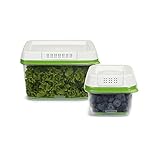 Rubbermaid 1920521 FreshWorks Produce Saver Food Storage Containers, 2-Piece Set, Green