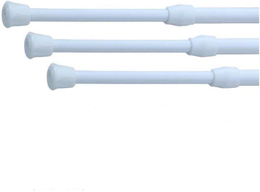 NeoConcept 3 Packs Baking Varnish High-Carbon Steel Spring Tension Curtain Rod 24.40 by 43.30" White