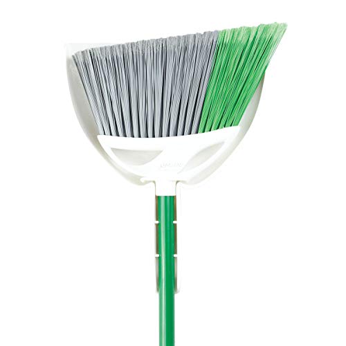 Libman Commercial 206 Precision Angle Broom with Dust Pan, Steel Handle, 11" Wide, Green and