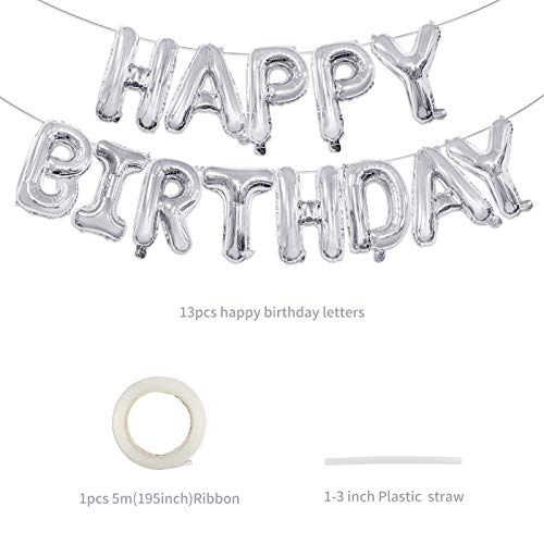 Happy Birthday Balloons Banner,3D Lettering Balloons Banner,16inch