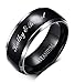 Mealguet Jewelry Free Engraving Personalized Two-tone Titanium Black Polished Promise Wedding Engagment Ring Bands for Men, 8mm