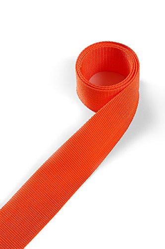 1buy3 Webbing made of polypropylene 25 mm wide, 12 metres long, Colour: 9 - Pure orange | also 20mm, 30mm, 40mm or 50mm wide | in 4 metres or 12 metres | 30 colours