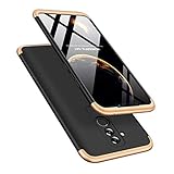 Ldea Huawei Mate 20 lite 2018 Case, 3 in 1 Slim Luxury 360 Full Protection Hard PC Case Cover (Gold+Black)